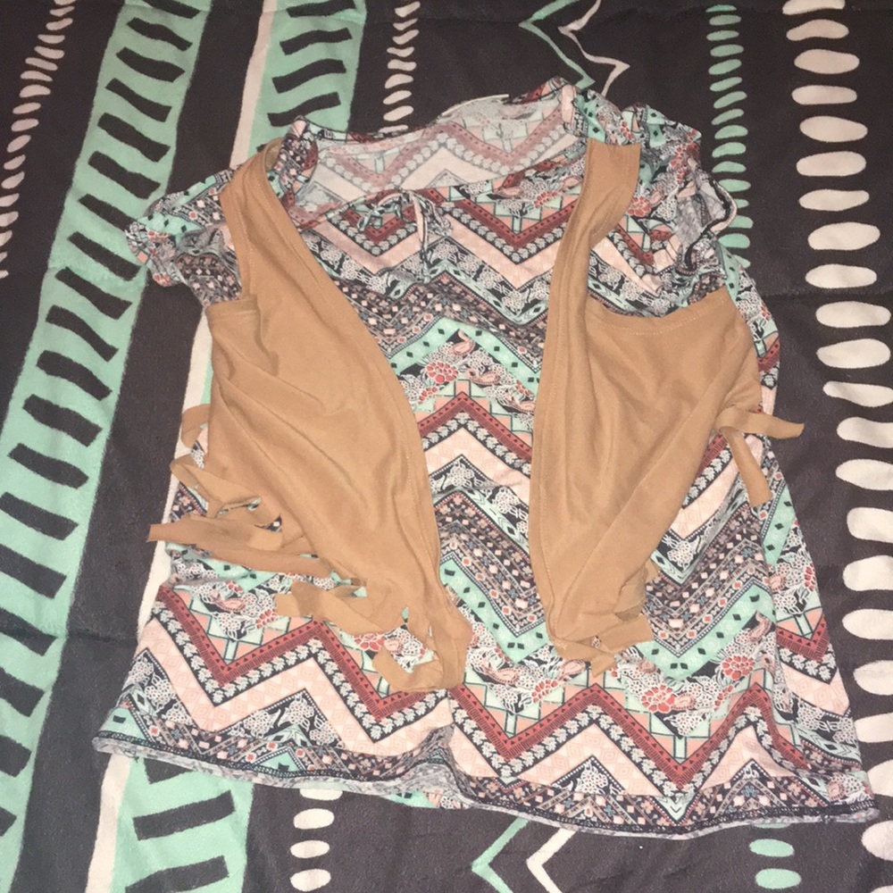 Multi color shirt with front vest